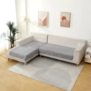 Premium Pebble Milk Velvet Sofa Cover Mat for L Shape Sofa (3 2 Seater), Moon Grey