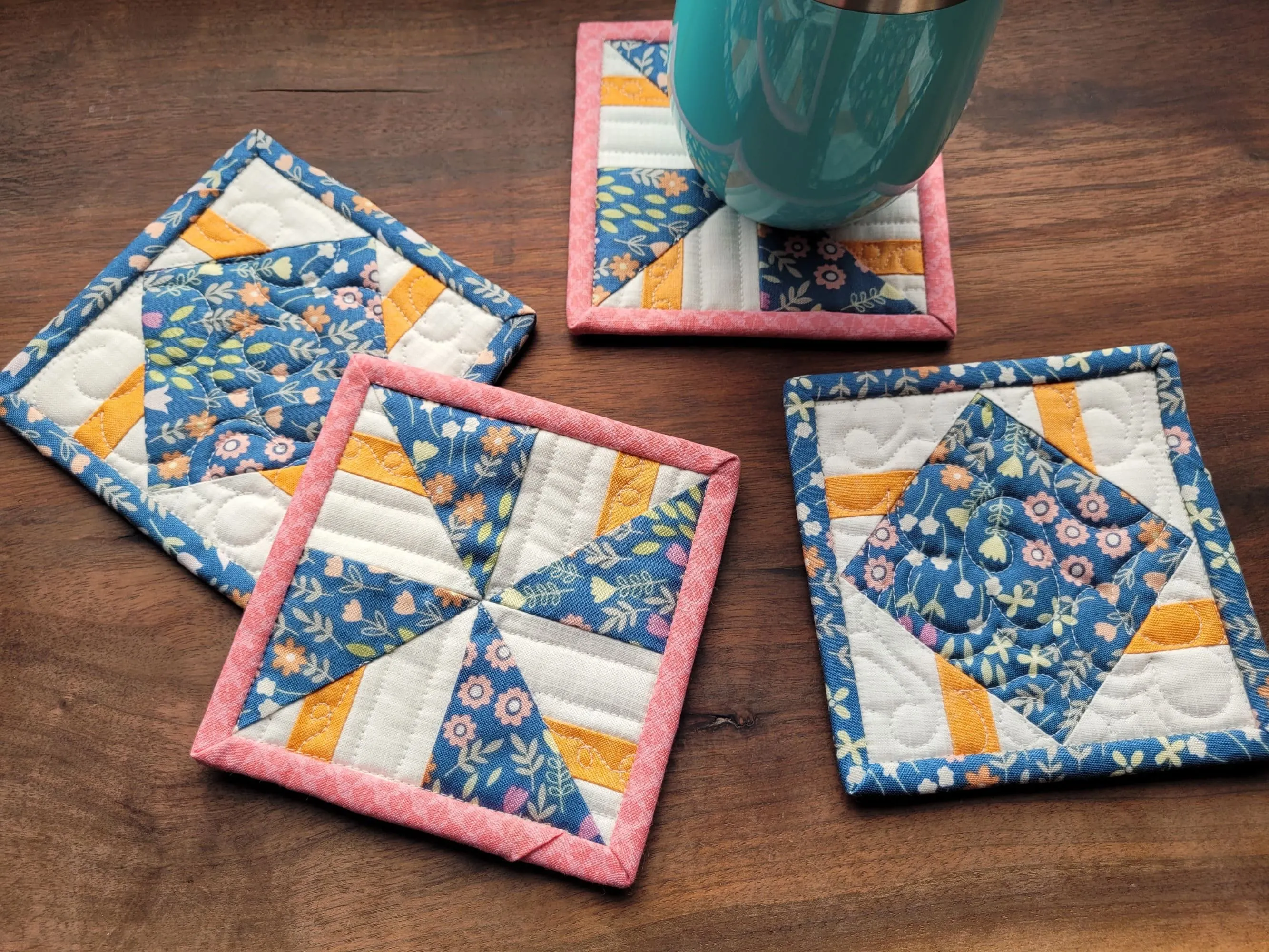 Quilted Fabric Coaster Set | Mug Rugs | Tea Lover Gift