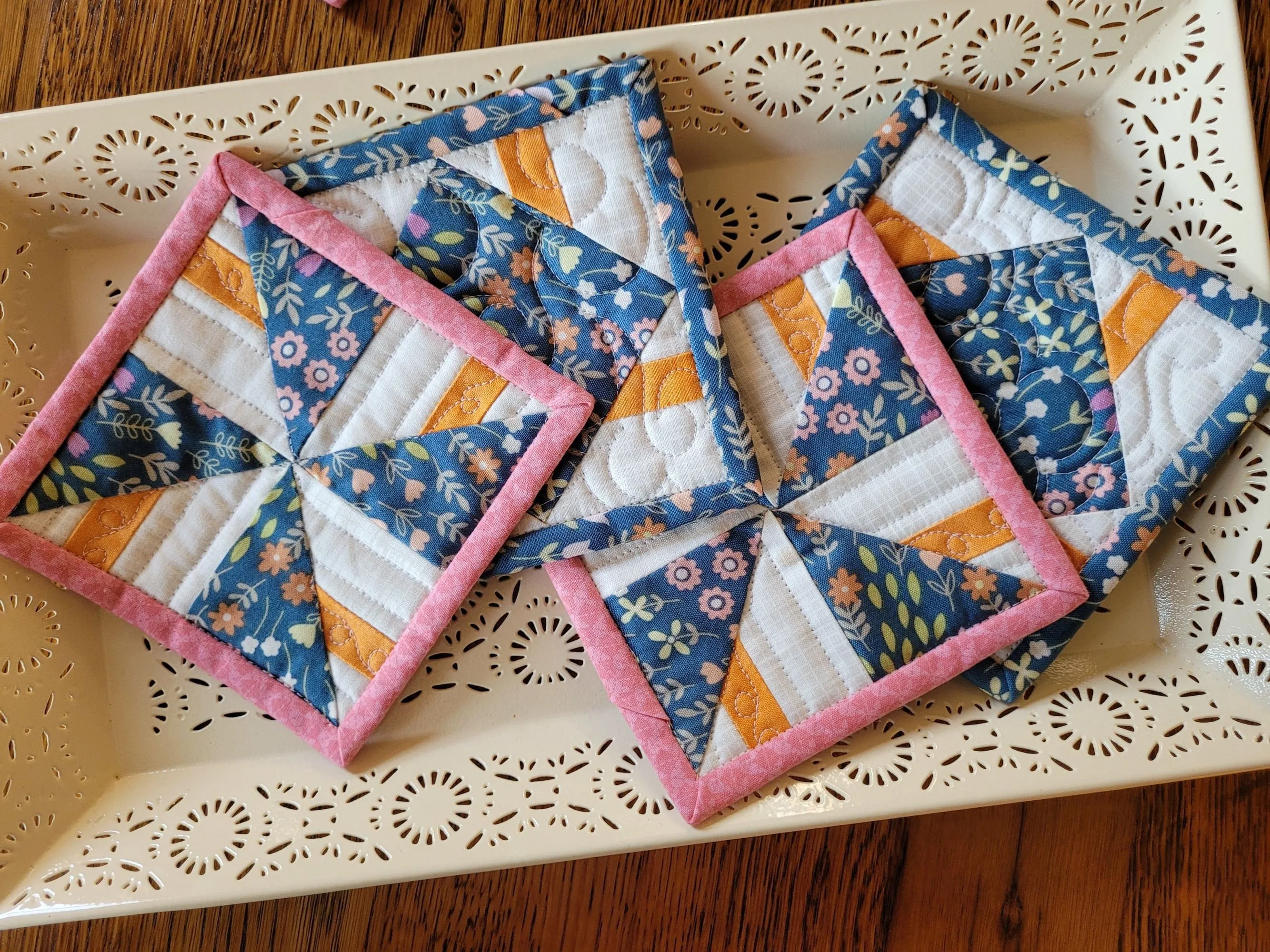 Quilted Fabric Coaster Set | Mug Rugs | Tea Lover Gift