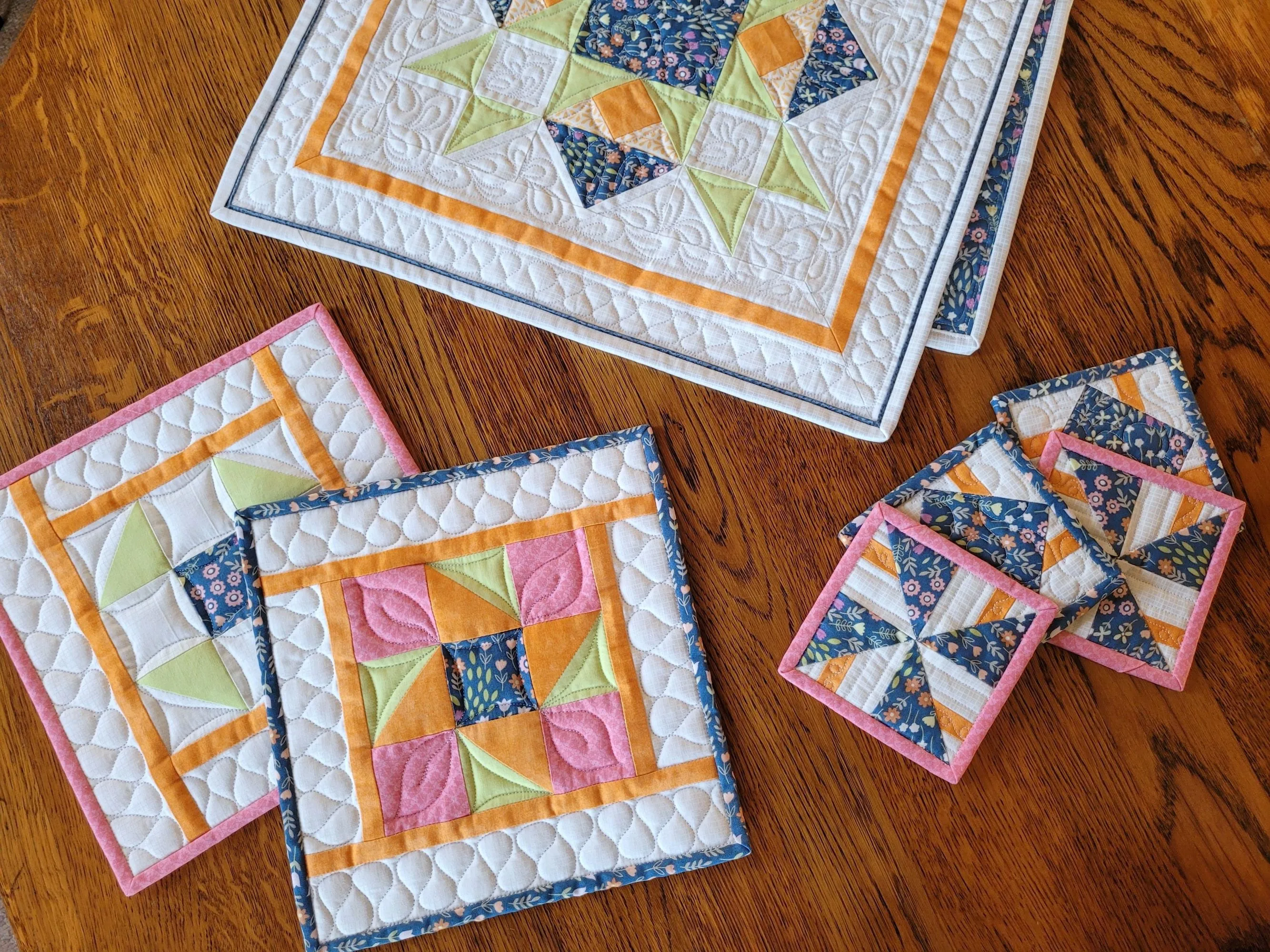 Quilted Fabric Coaster Set | Mug Rugs | Tea Lover Gift