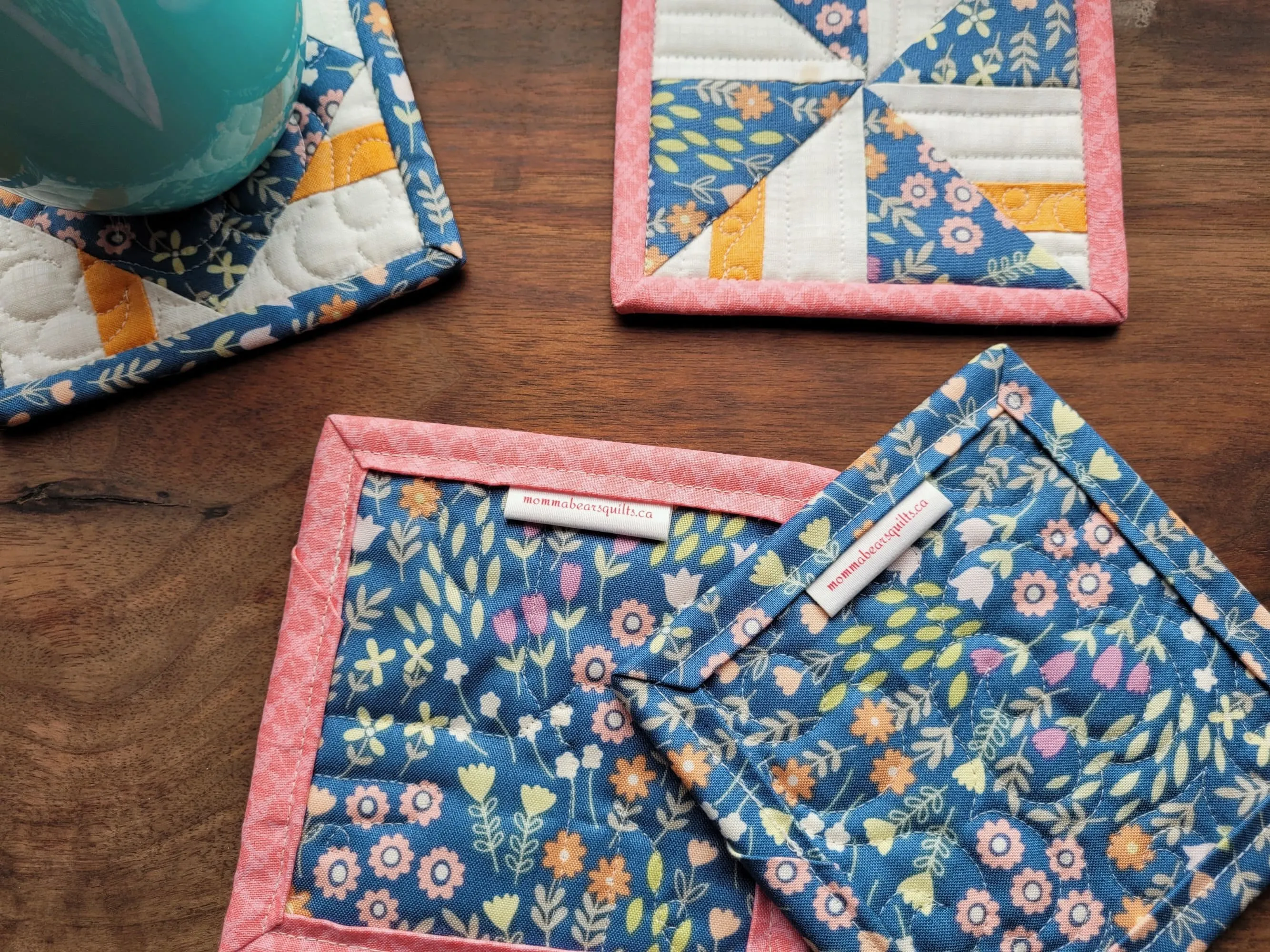 Quilted Fabric Coaster Set | Mug Rugs | Tea Lover Gift