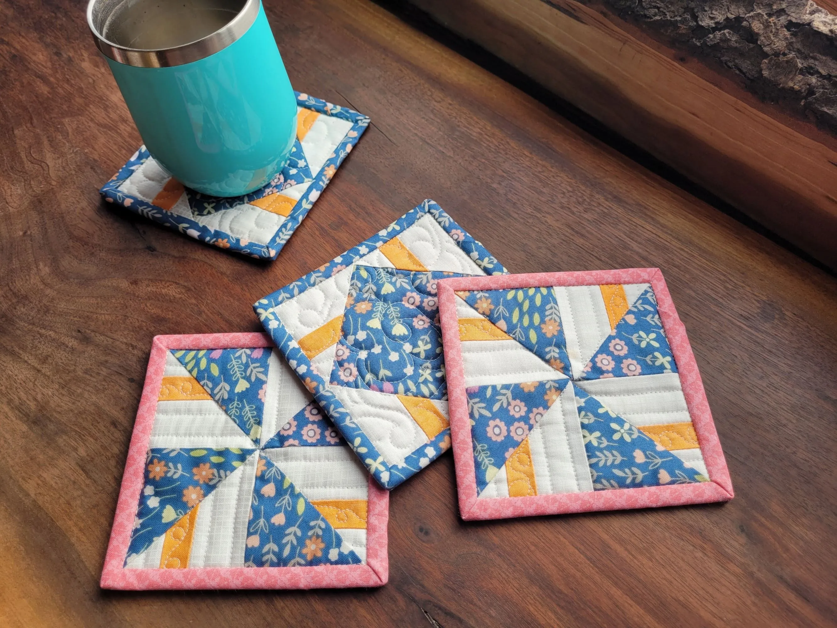 Quilted Fabric Coaster Set | Mug Rugs | Tea Lover Gift