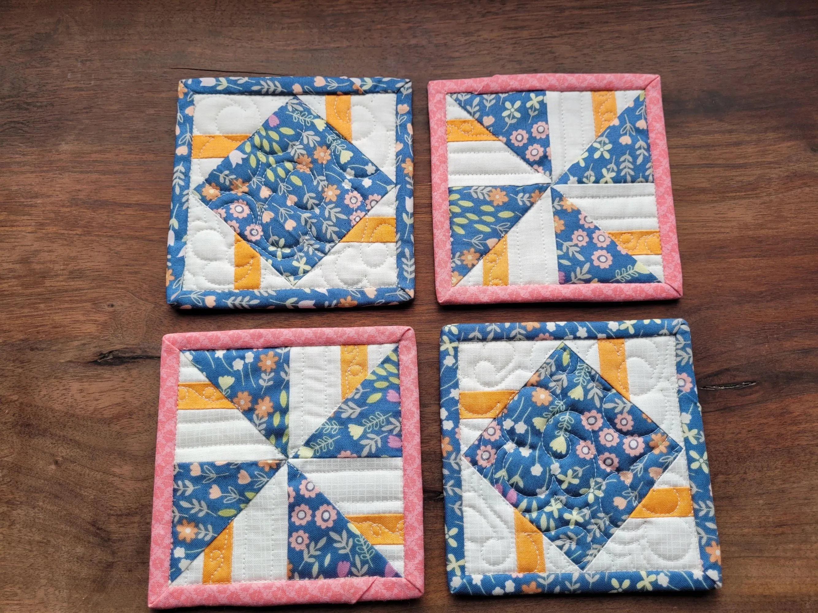 Quilted Fabric Coaster Set | Mug Rugs | Tea Lover Gift