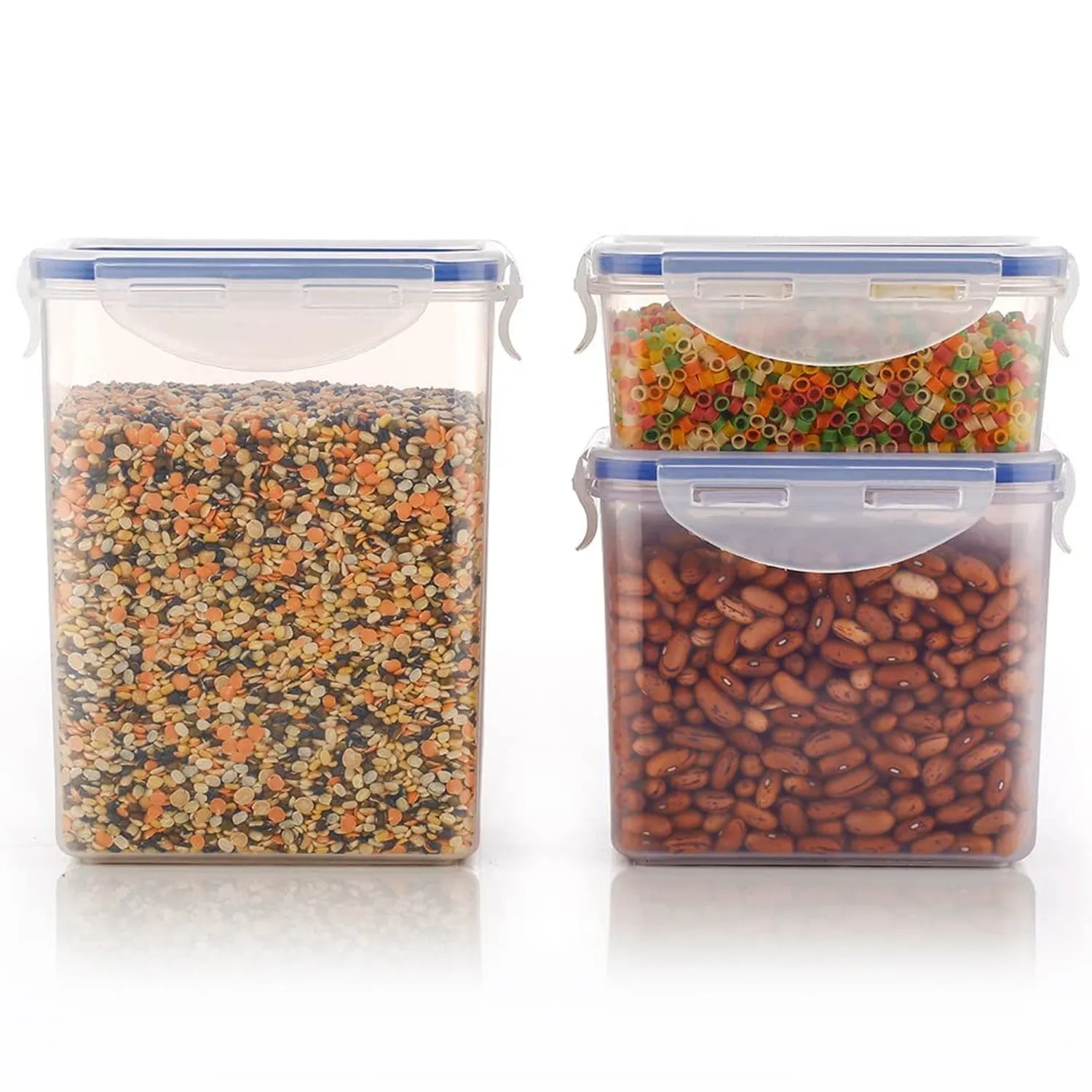 Rectangle Food Storage Containers: Airtight, Leak-Proof Lids (3-Pack, Clear ABS)