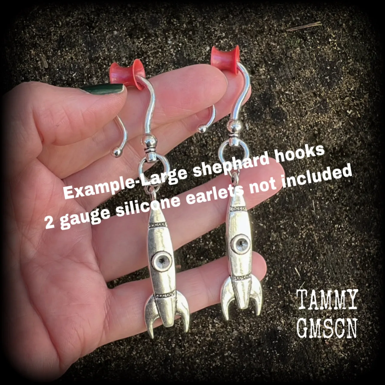 Retro rocket earrings-Space ship earrings