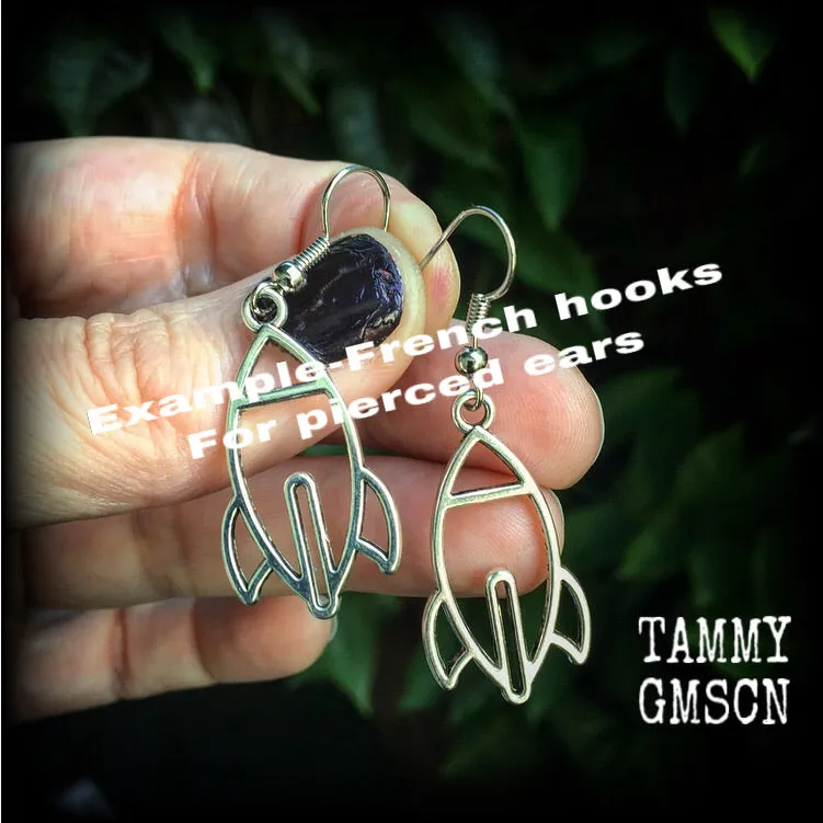 Retro space rocket earrings-Spaceship earrings