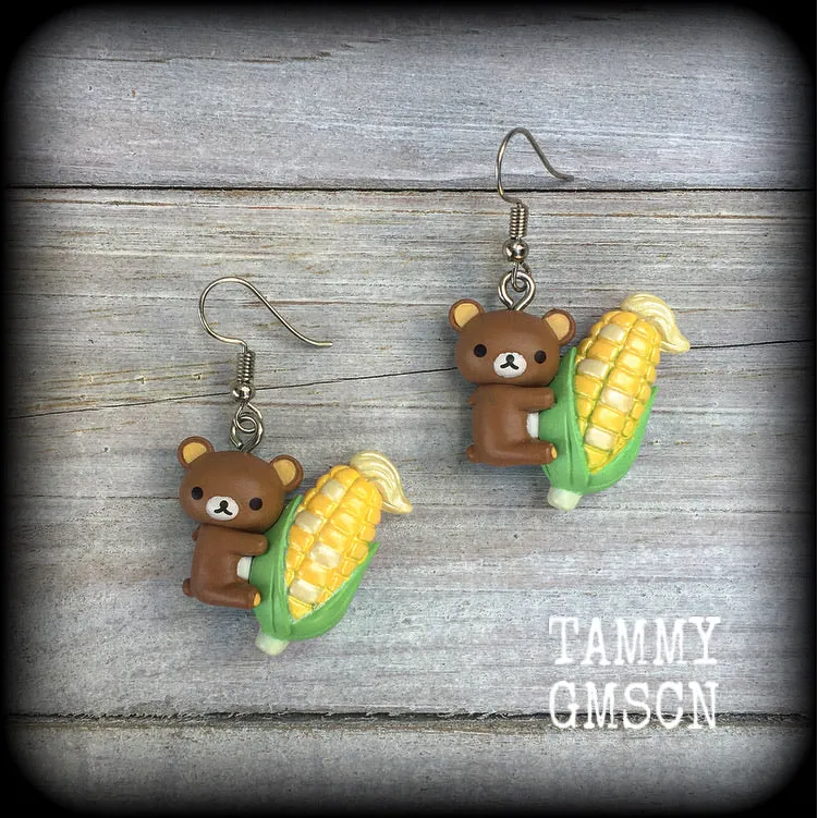 Rilakkuma bear earrings-Kawaii-Japanese earrings