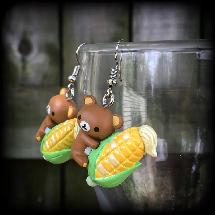 Rilakkuma bear earrings-Kawaii-Japanese earrings