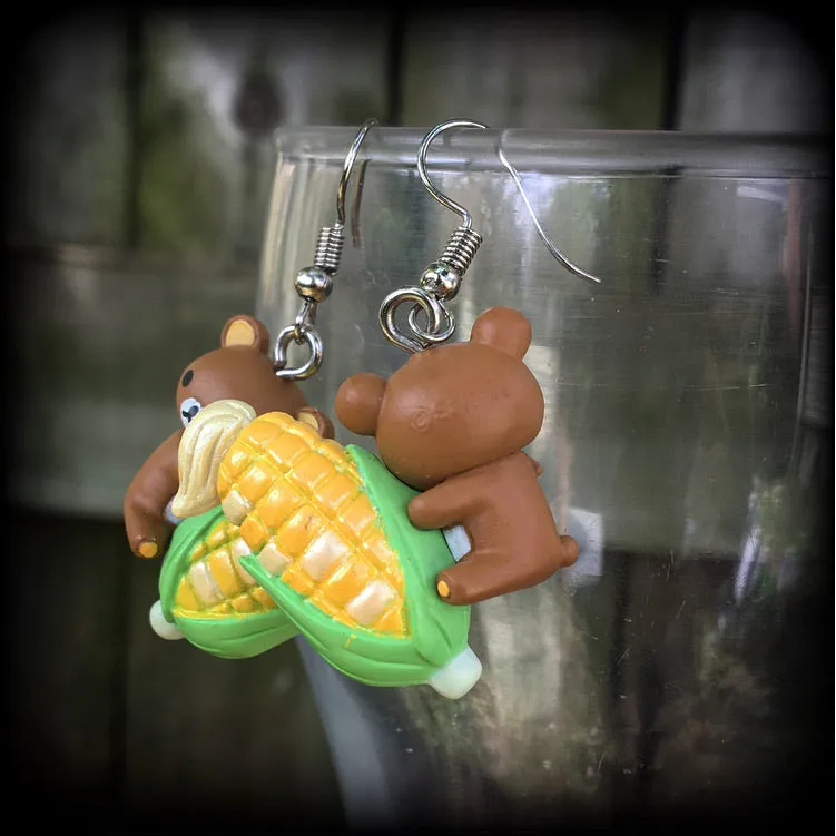Rilakkuma bear earrings-Kawaii-Japanese earrings