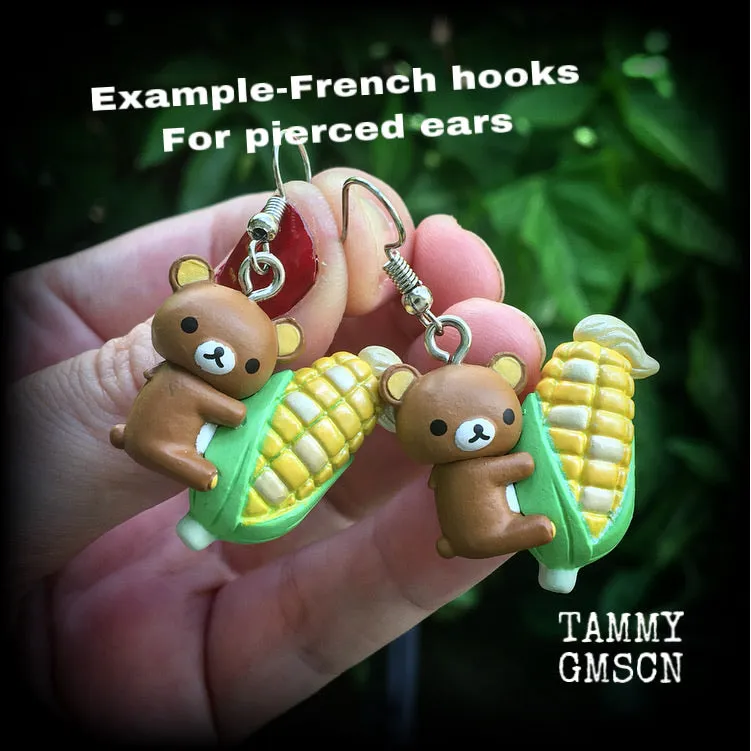 Rilakkuma bear earrings-Kawaii-Japanese earrings