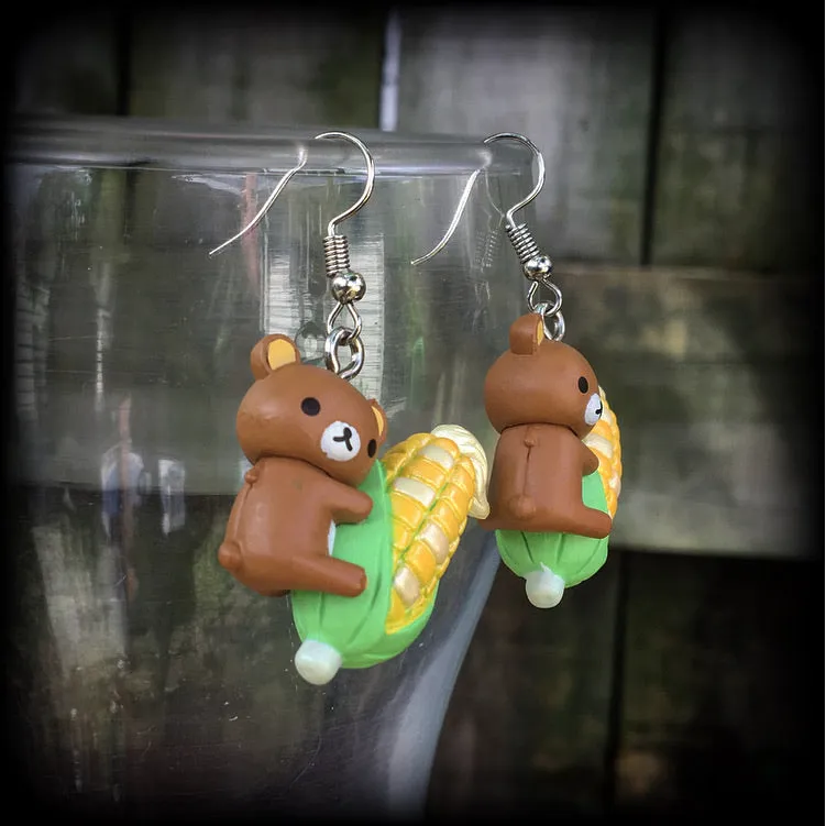 Rilakkuma bear earrings-Kawaii-Japanese earrings