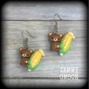 Rilakkuma bear earrings-Kawaii-Japanese earrings