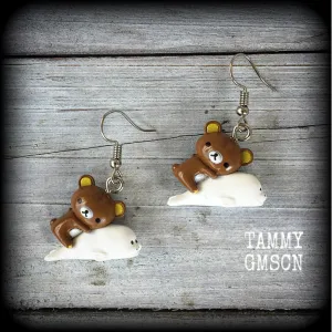 Rilakkuma earrings-Japanese bear and seal earrings