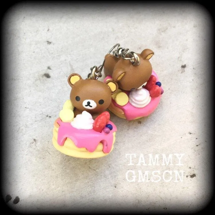 Rilakkuma pancake stack earrings-Japanese kawaii earrings