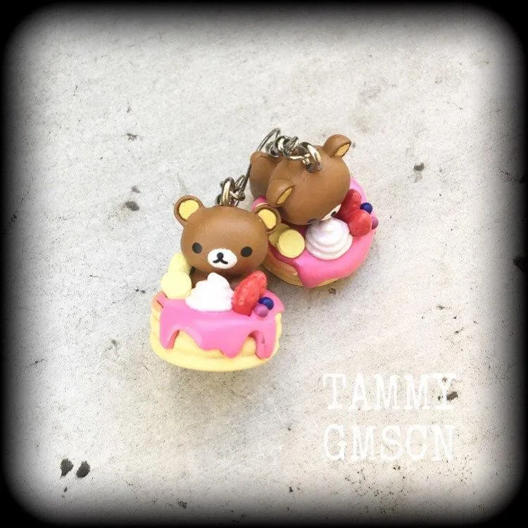 Rilakkuma pancake stack earrings-Japanese kawaii earrings