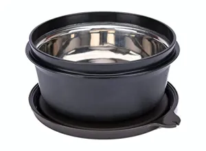 Signoraware Monarch Premium Steel Container Medium 350ml | 1 Stainless Steel Containers & Pickle Box| Leak Proof Microwave Safe, 350ml, Set of 1, Black