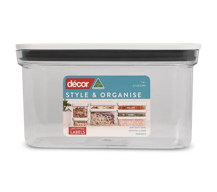 Style & Organise Pantry Containers, Oblong, 1.6L