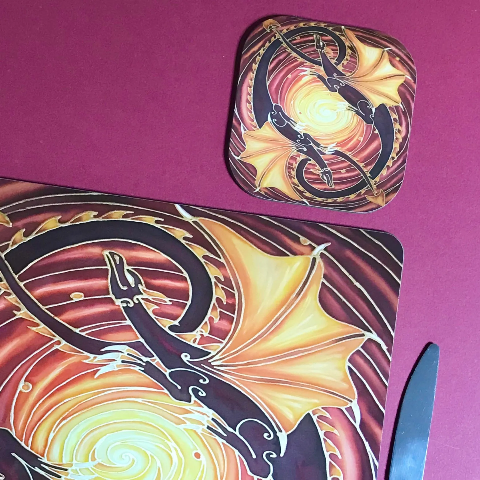 Sun Dragons Square Table Mats & Coasters - Wildlife Table Mats