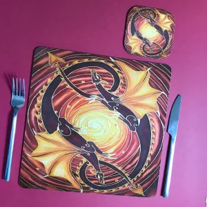 Sun Dragons Square Table Mats & Coasters - Wildlife Table Mats