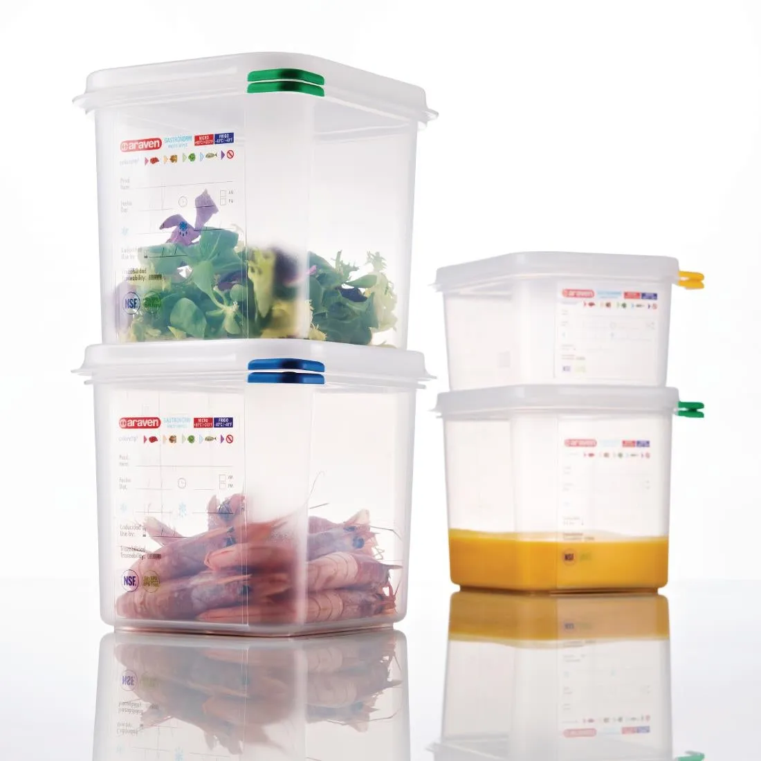 T984 Araven Polypropylene 1/6 Gastronorm Food Containers 2.6Ltr (Pack of 4)