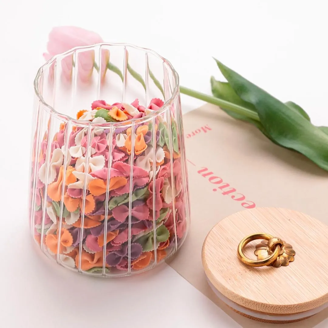 The Better Home Borosilicate Containers with Lid 750ml |Container for Kitchen Storage Set | Leakproof, Airtight Storage Jar for Glass Jars with Wooden Lid |Curve Loop Collection Set of 2
