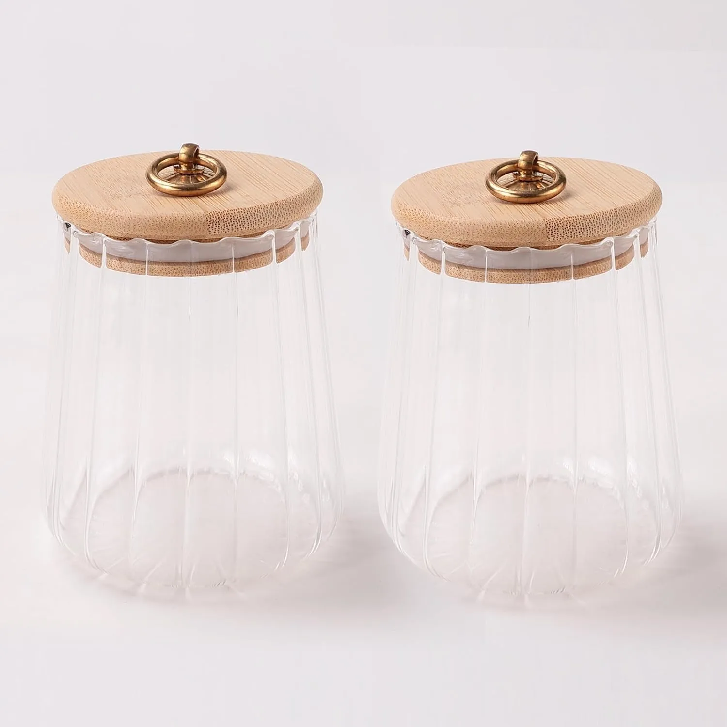 The Better Home Borosilicate Containers with Lid 750ml |Container for Kitchen Storage Set | Leakproof, Airtight Storage Jar for Glass Jars with Wooden Lid |Curve Loop Collection Set of 2