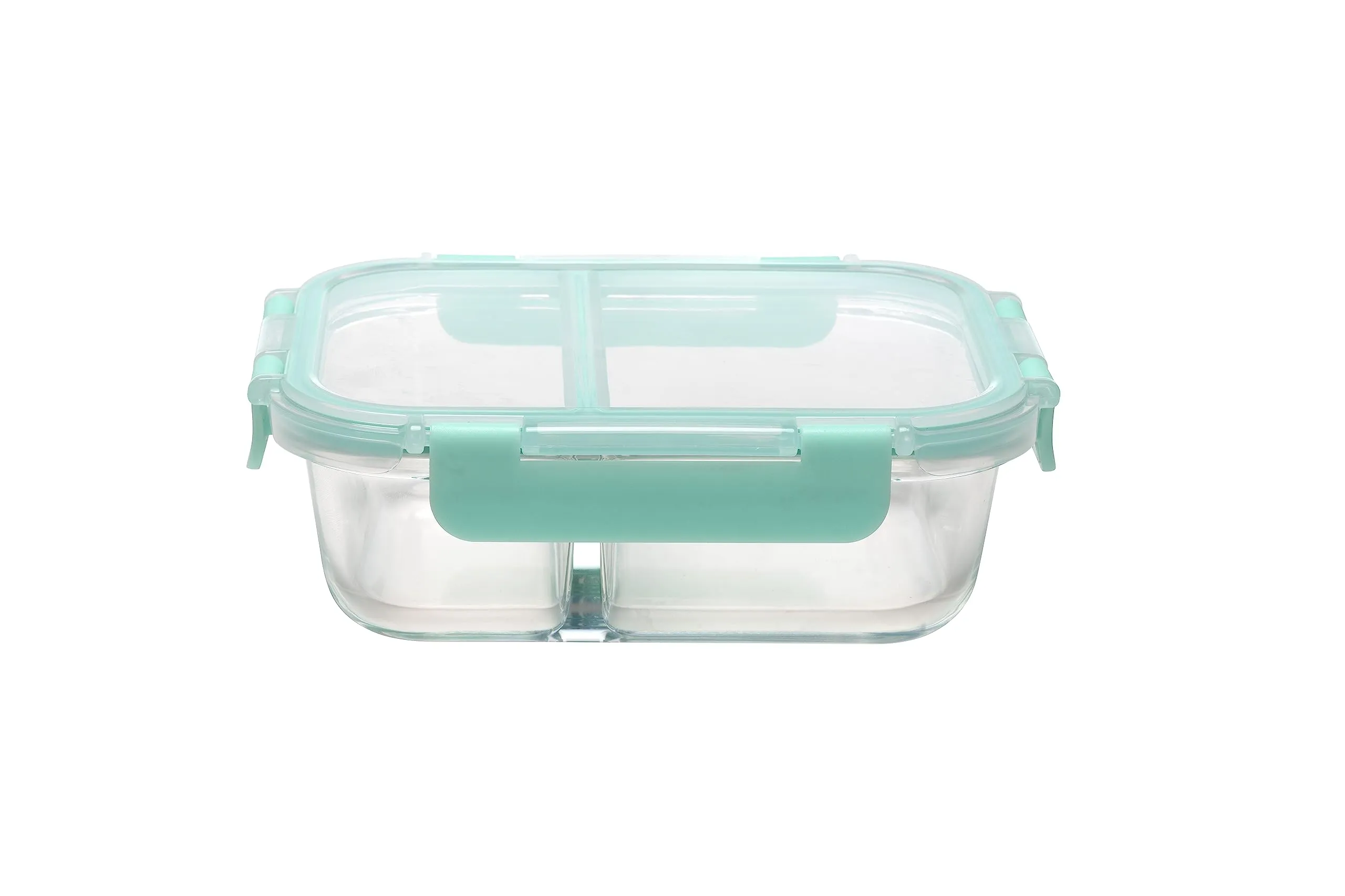 The Better Home Microwave Safe Office Two Compartment Lunch Box Set | Glass | Safety Lock Airtight Tiffin Containers (570ml | Transparent) (570ml)