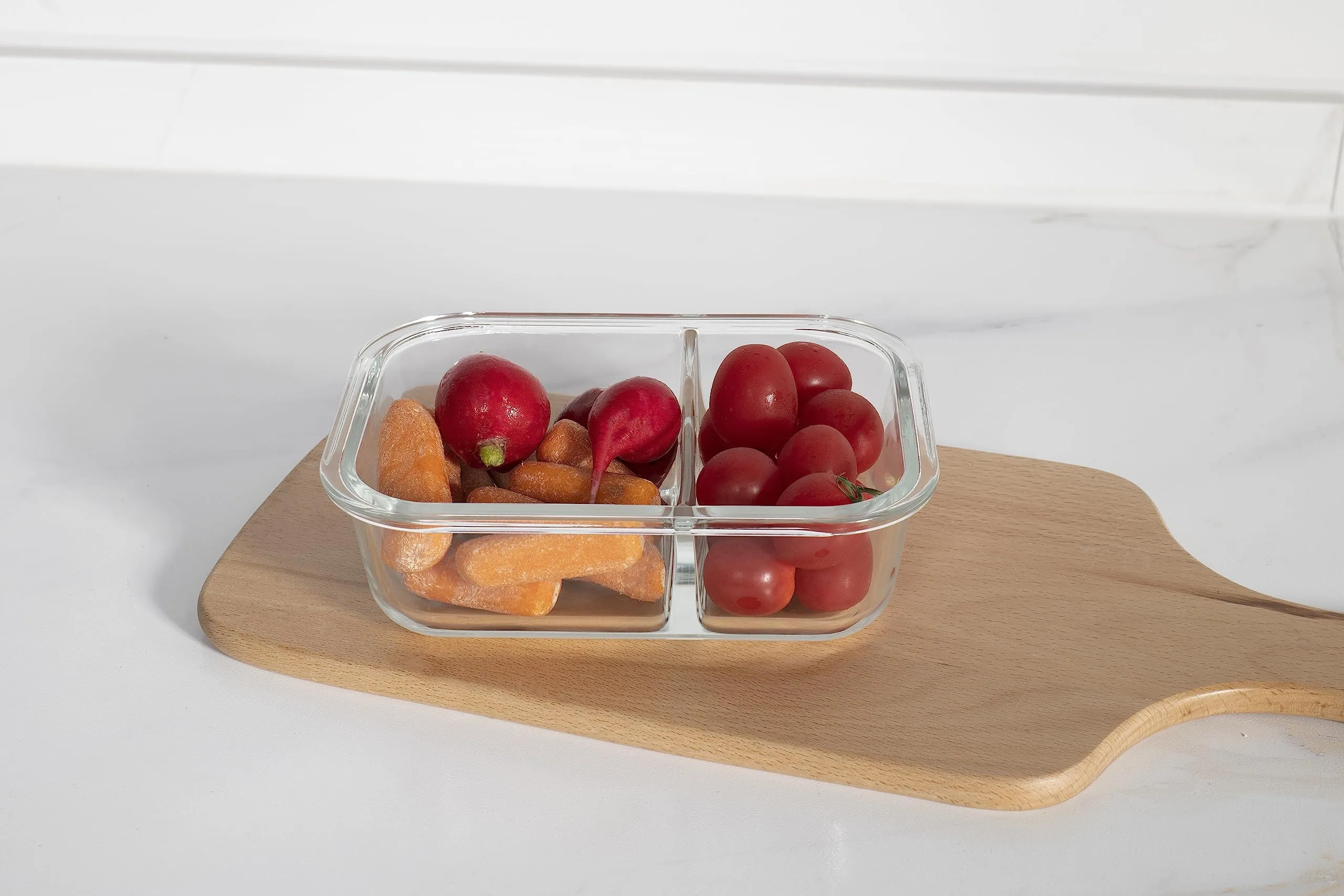 The Better Home Microwave Safe Office Two Compartment Lunch Box Set | Glass | Safety Lock Airtight Tiffin Containers (570ml | Transparent) (570ml)