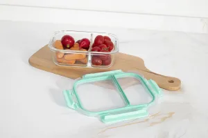 The Better Home Microwave Safe Office Two Compartment Lunch Box Set | Glass | Safety Lock Airtight Tiffin Containers (570ml | Transparent) (570ml)
