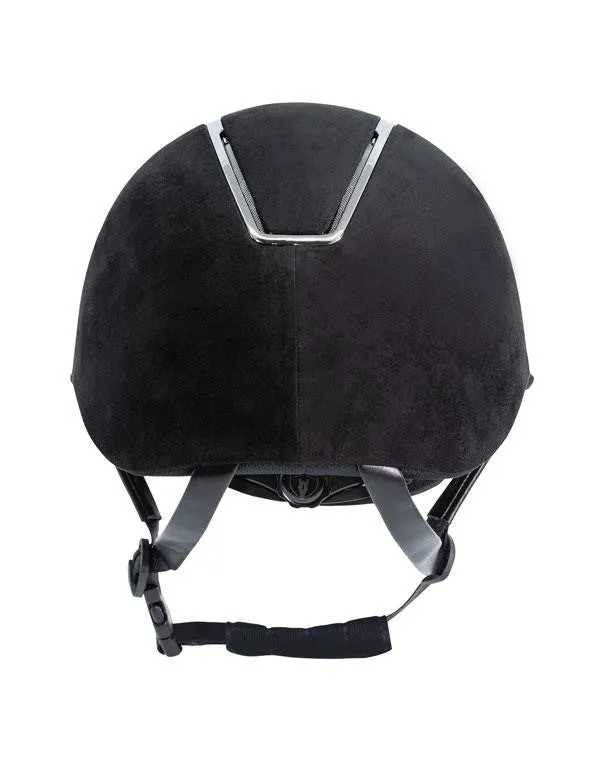 Tipperary Windsor with MIPS Wide Brim - Black UltraSuede Shell w/ Chrome Trim and Black UltraSuede Top