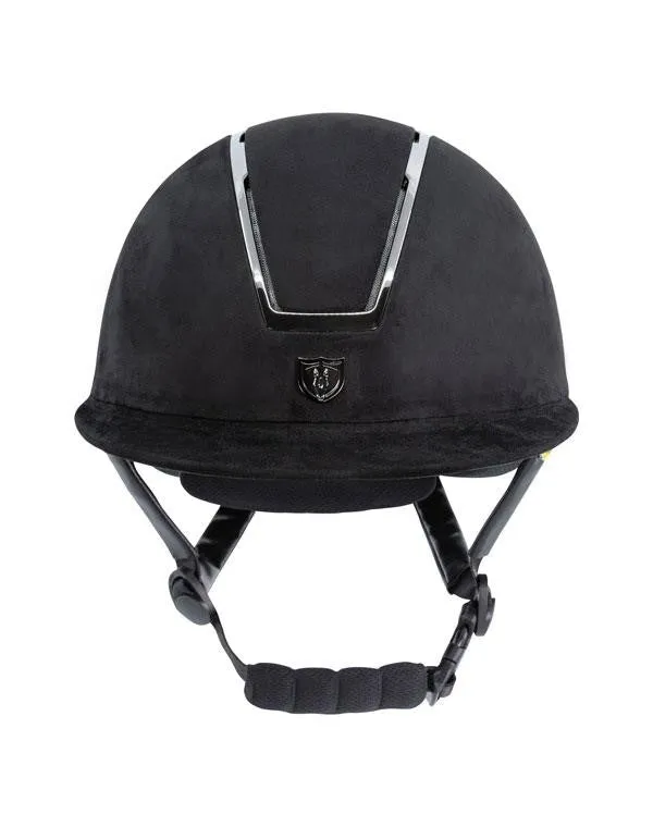 Tipperary Windsor with MIPS Wide Brim - Black UltraSuede Shell w/ Chrome Trim and Black UltraSuede Top