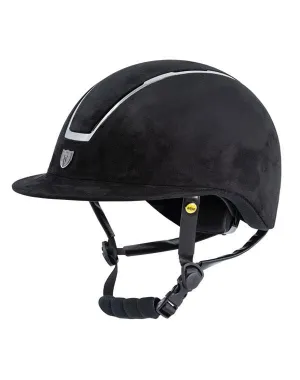 Tipperary Windsor with MIPS Wide Brim - Black UltraSuede Shell w/ Chrome Trim and Black UltraSuede Top