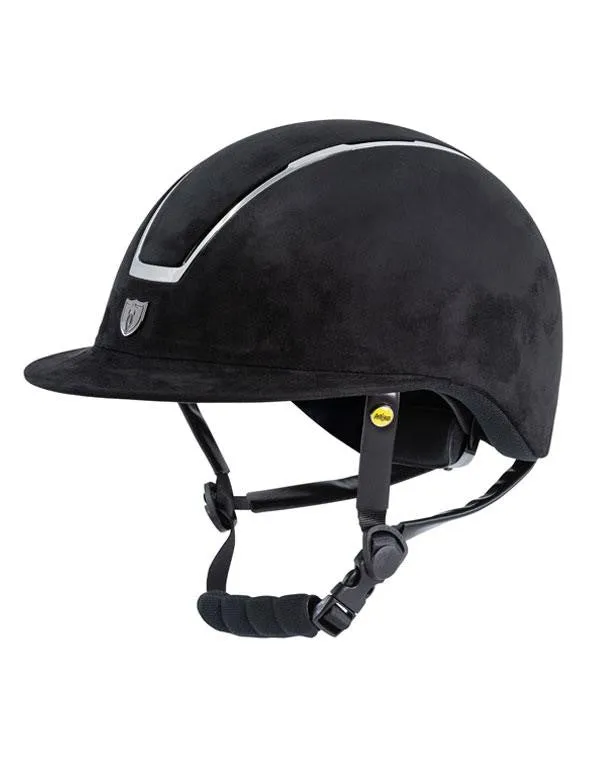 Tipperary Windsor with MIPS Wide Brim - Black UltraSuede Shell w/ Chrome Trim and Black UltraSuede Top