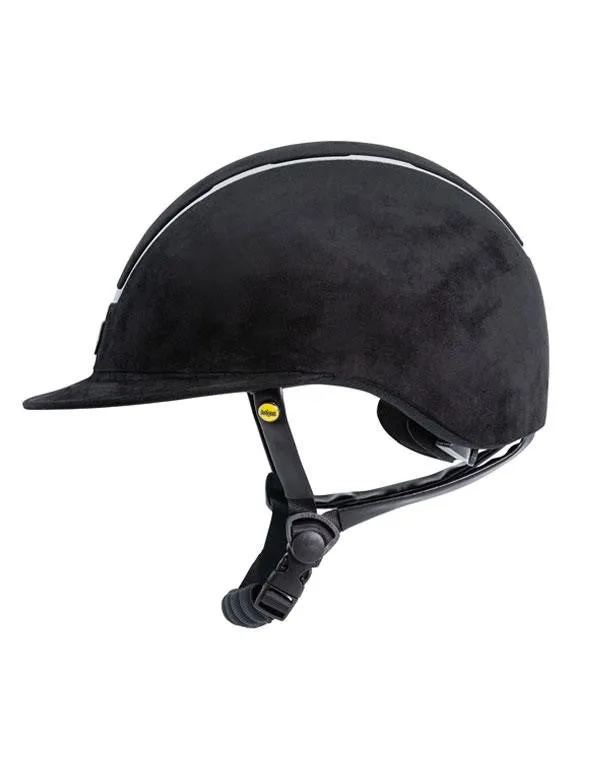 Tipperary Windsor with MIPS Wide Brim - Black UltraSuede Shell w/ Chrome Trim and Black UltraSuede Top