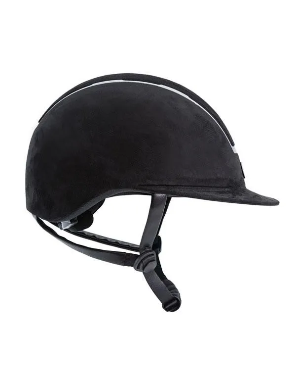 Tipperary Windsor with MIPS Wide Brim - Black UltraSuede Shell w/ Chrome Trim and Black UltraSuede Top