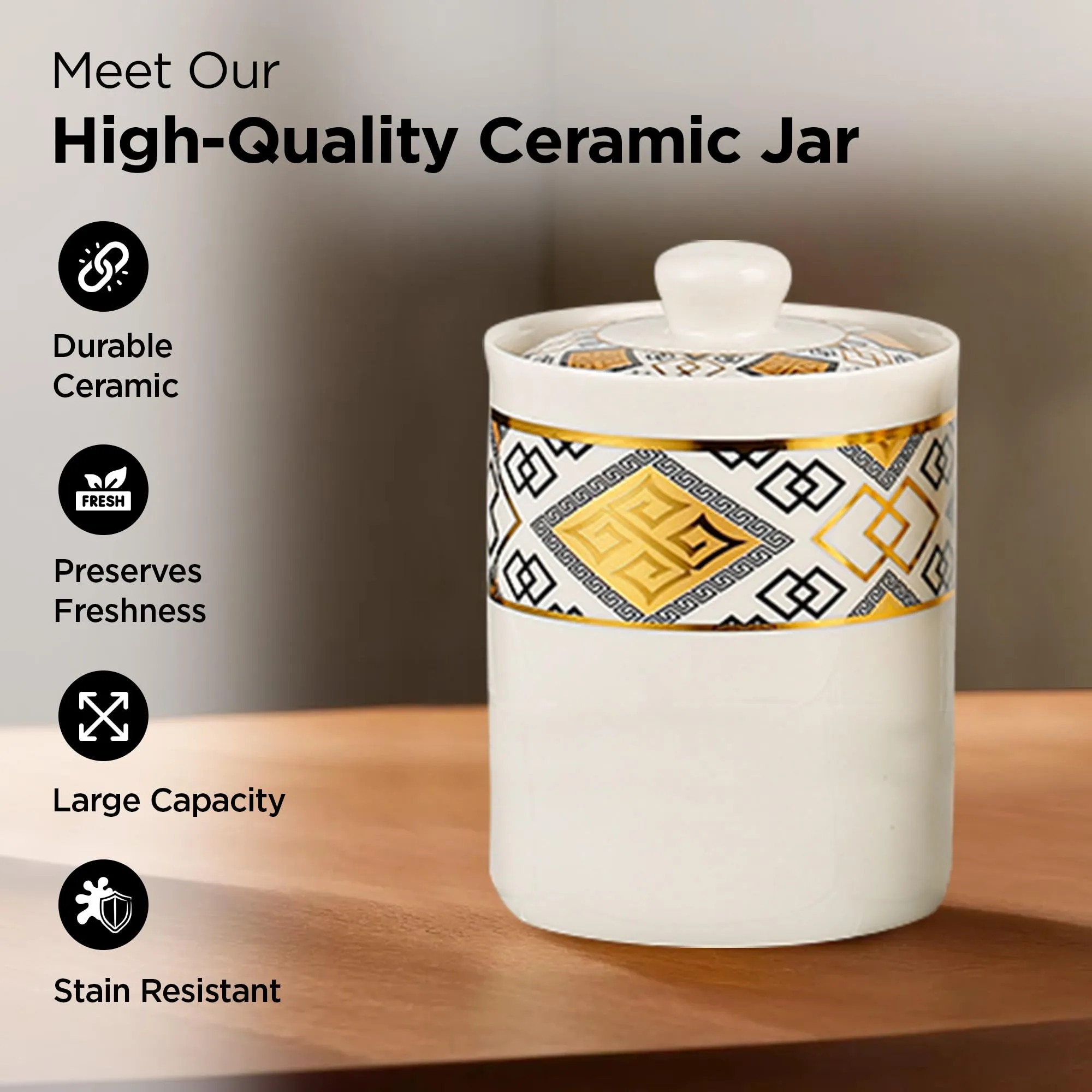 UMAI Ceramic Jars For Kitchen Storage With Iron Stand | Kitchen Accessories Items Airtight | Kitchen Containers Set | Multipurpose Jars For Pickles Nuts Dry Fruits | 700ml Each | Pack of 3