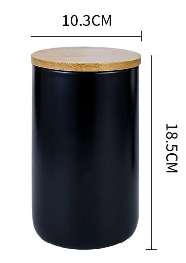 USHA SHRIRAM Ceramic Jar Set (3 Pcs - 260ml, 800ml, 1000ml) Container For Kitchen Storage Box | Spice Jars For Kitchen | Air Tight Kitchen Jars & Containers Set With Lid For Storage | Black