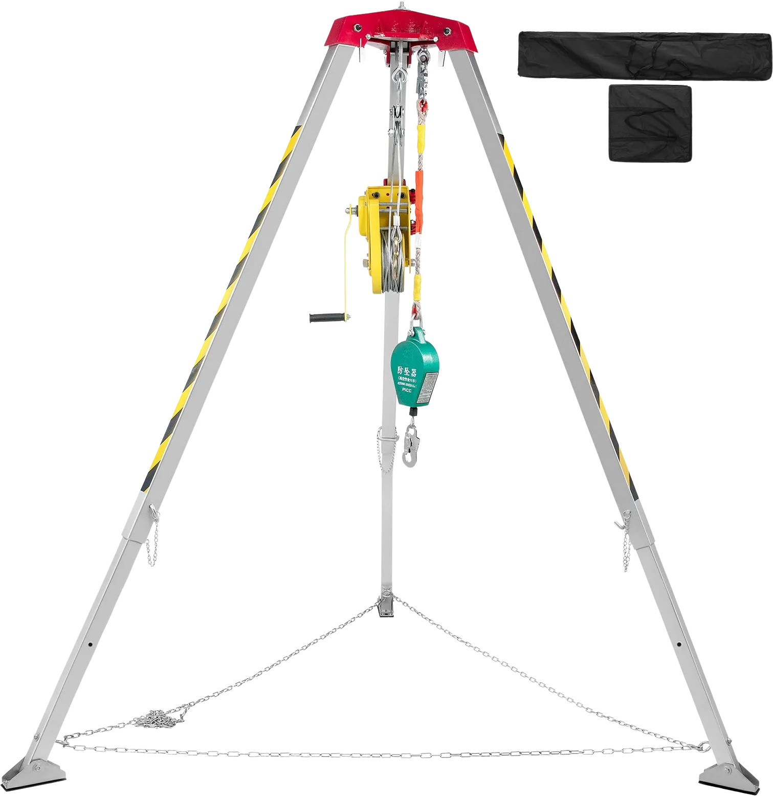 Vevor Confined Space Tripod Kit 2600 Lbs Winch Manual Handle 8' Adjustable Legs 98' Cable 32.8' Fall Protection New