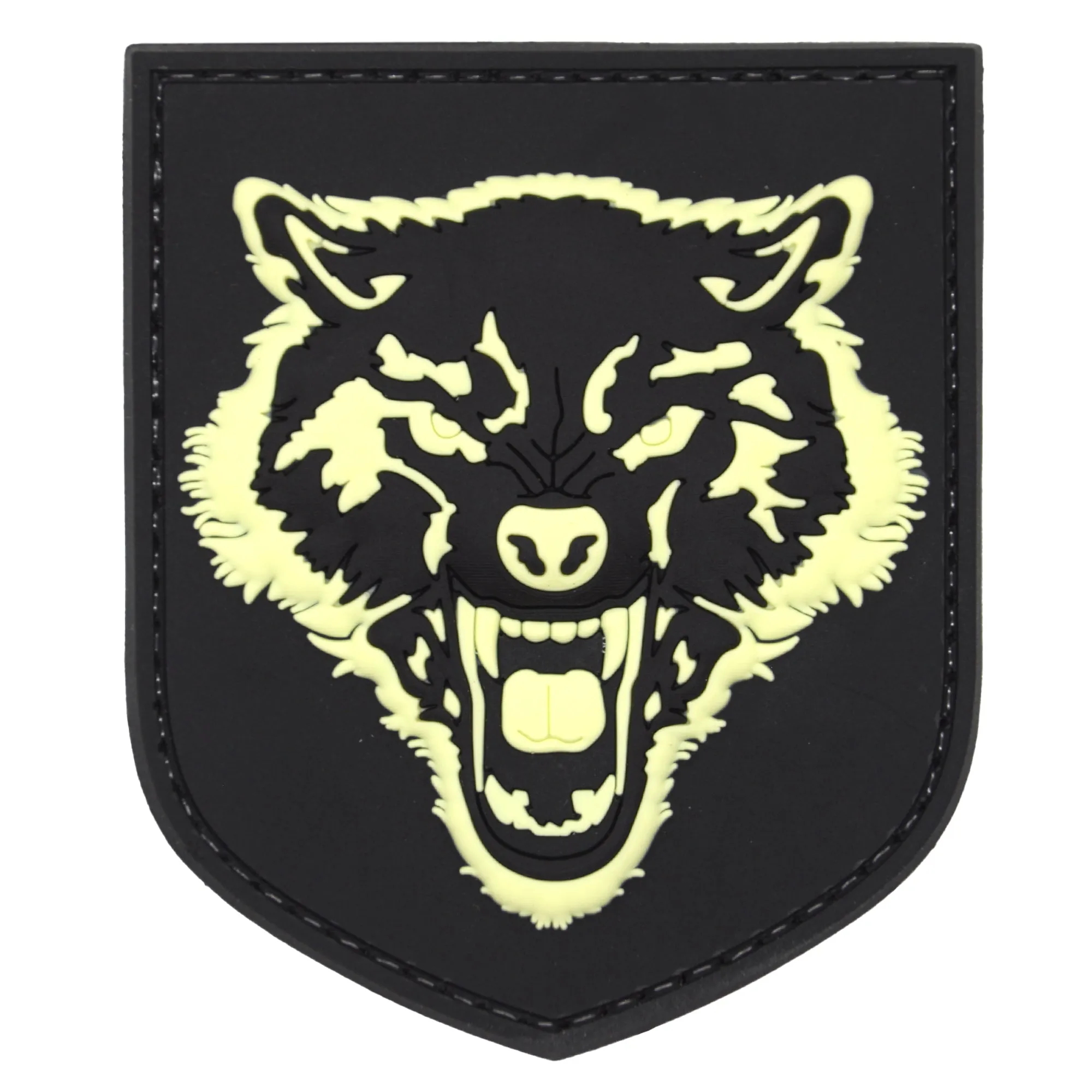 Wolf Face Glow in the Dark Patch Black