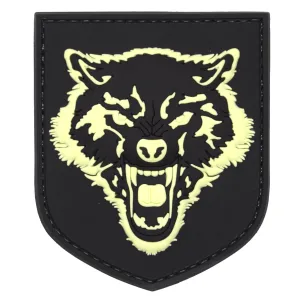 Wolf Face Glow in the Dark Patch Black