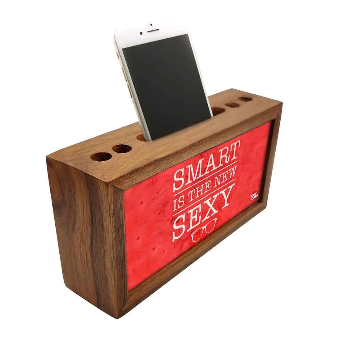 Wood desktop organizer Pen Mobile Stand - Smart Is The New
