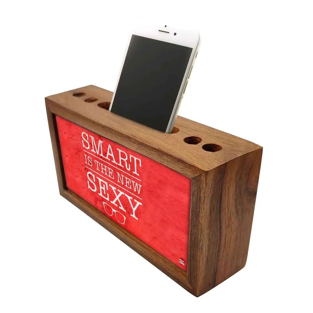 Wood desktop organizer Pen Mobile Stand - Smart Is The New