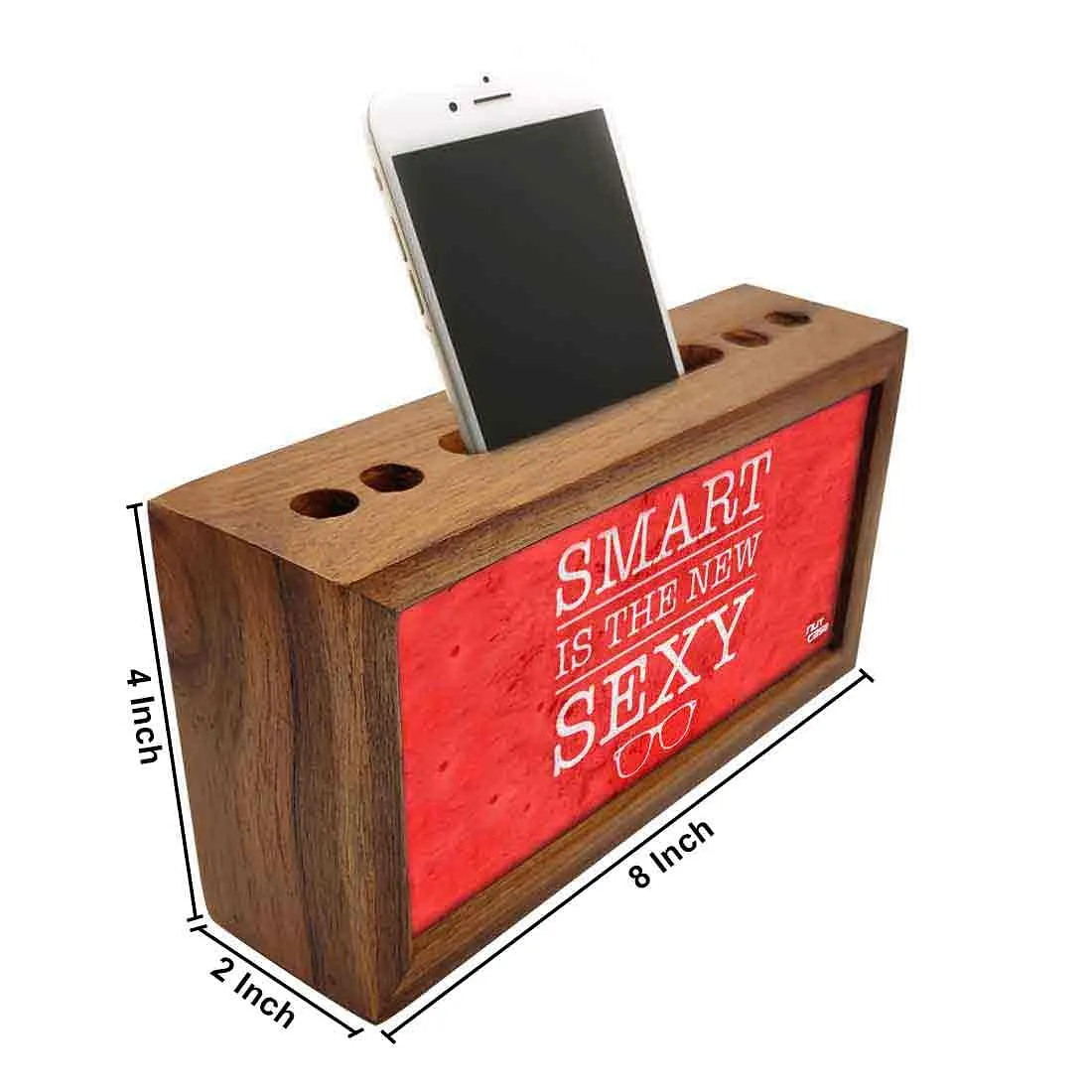 Wood desktop organizer Pen Mobile Stand - Smart Is The New